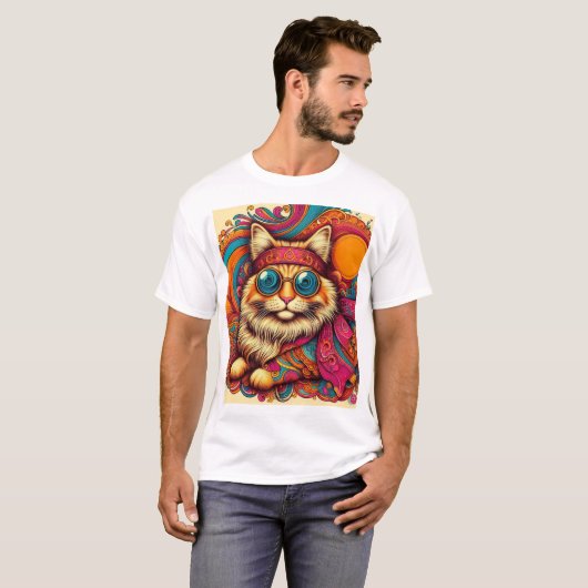 70's psychedelic cat T-Shirt (Vorne ganz)