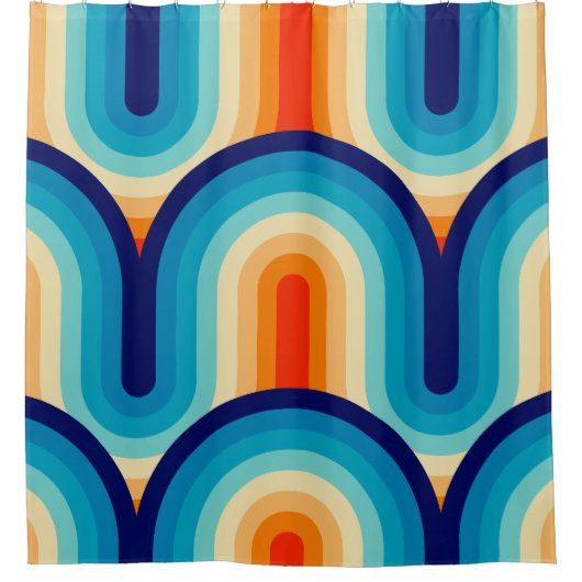 70s Rainbow Curves Duschvorhang (Vorderseite)