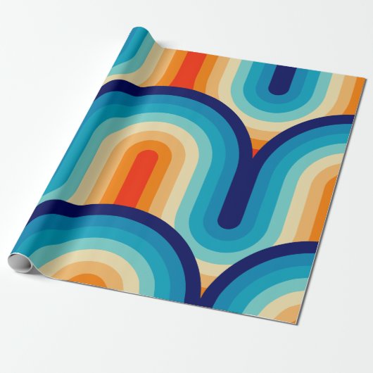 70s Rainbow Curves Geschenkpapier (Ungerollt)