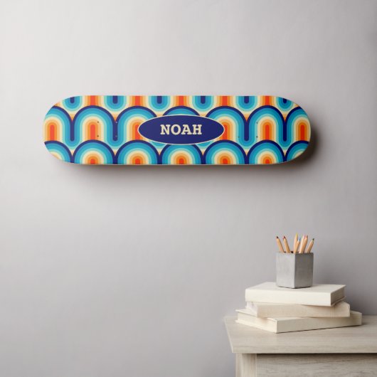 70s Rainbow Curves Skateboard (Wandkunst (Horz))