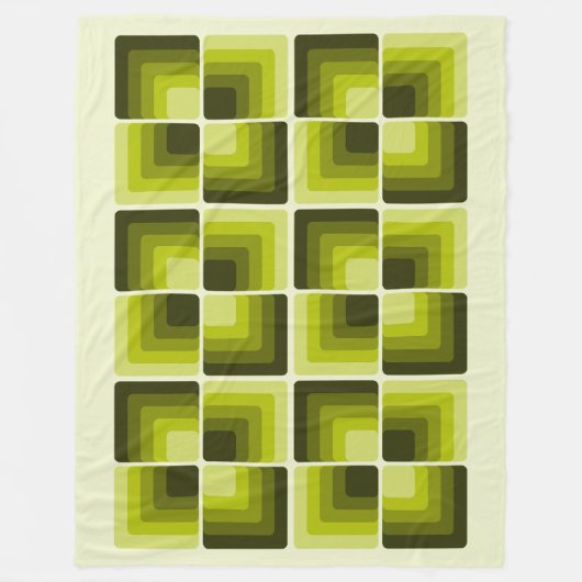 70s Rainbow Squares Monochrome Green Fleecedecke (Vorderseite)