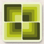 70s Rainbow Squares Monochrome Green Getränkeuntersetzer (Vorderseite)