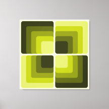 70s Rainbow Squares Monochrome Green