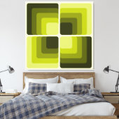 70s Rainbow Squares Monochrome Green Leinwanddruck (Insitu (Schlafzimmer))