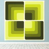 70s Rainbow Squares Monochrome Green Leinwanddruck (Insitu (Holzboden))