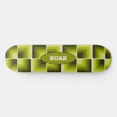 70s Rainbow Squares Monochrome Green Skateboard (Horizontal)