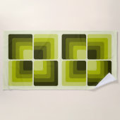 70s Rainbow Squares Monochrome Green Strandtuch (Vorderseite)