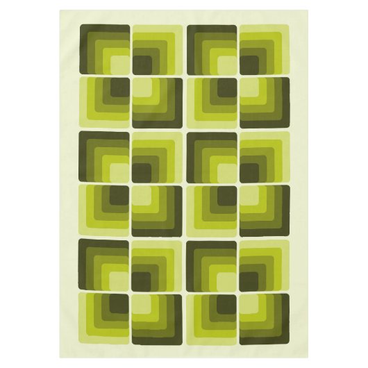 70s Rainbow Squares Monochrome Green Tischdecke (Vorderseite)