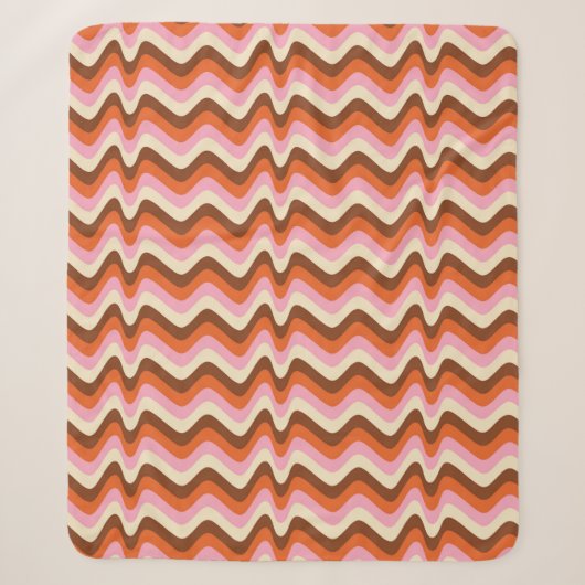 70s retro brown and pink wave pattern  sherpadecke (Vorderseite)