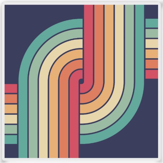 70s Retro Geometric Design Aufkleber (Vorderseite)
