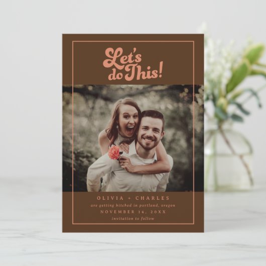 70s Retro Let’s Do This Photo  Save The Date (Stehend Vorderseite)