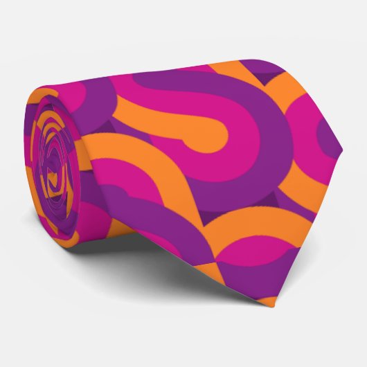 '70s Retro Pink Pattern Krawatte (Gerollt)