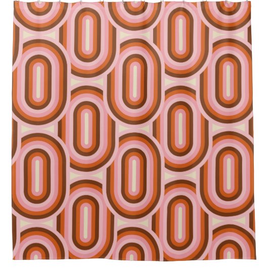 70's Retro Seamless Pattern. 60s and 70s Aesthetic Duschvorhang (Vorderseite)