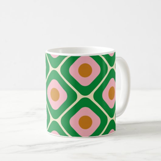 70's Retro Seamless Pattern. 60s and 70s Aesthetic Kaffeetasse (VorderseiteRechts)