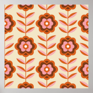 70's Retro Seamless Pattern. 60s and 70s Aesthetic Poster