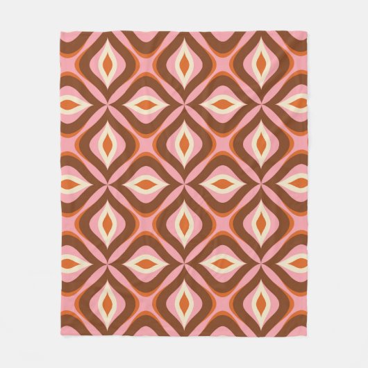70s Retro Seamless Pattern in Orange, Brown, Pin Fleecedecke (Vorderseite)