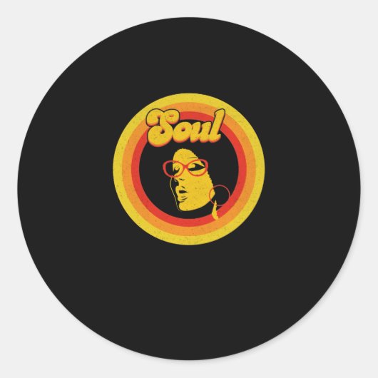 70s Retro Soul Music Gerne Soul Music Runder Aufkleber (Vorderseite)