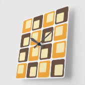 70s Retro Square Shapes Pattern Quadratische Wanduhr (Winkel)
