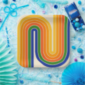 70s Retro Vintage Style Geometric Design Pappteller (Party)