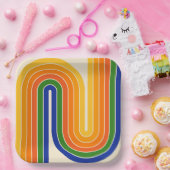 70s Retro Vintage Style Geometric Design Pappteller (Party)