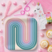 70s Retro Vintage Style Geometric Design Pappteller (Party)