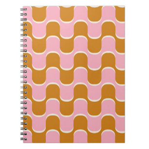 70s retro vintage wavy pattern in gold and pinkwav notizblock