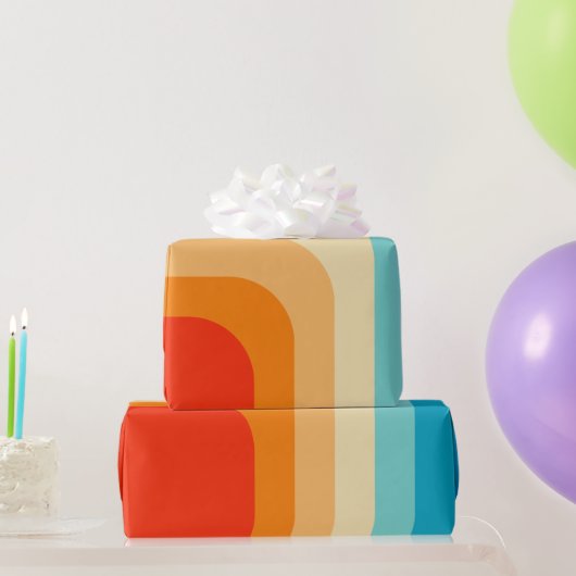 70s Square Rainbow Geschenkpapier (Partygeschenke)