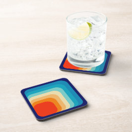 70s Square Rainbow Getränkeuntersetzer