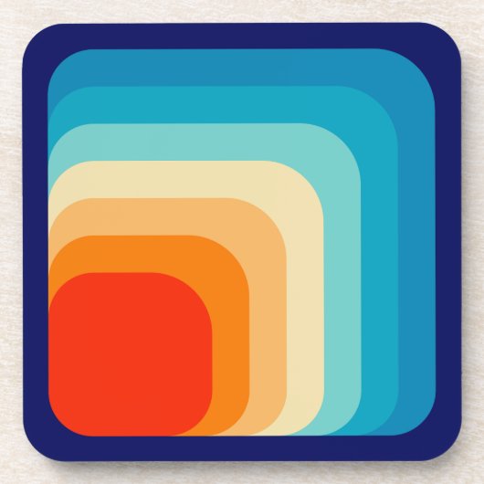 70s Square Rainbow Getränkeuntersetzer (Vorderseite)