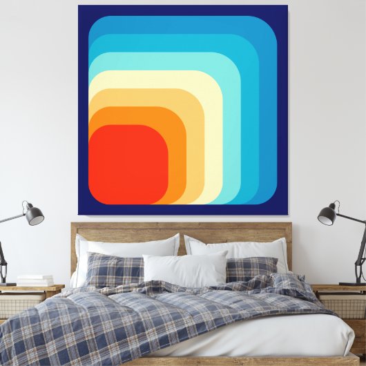 70s Square Rainbow Leinwanddruck (Insitu (Schlafzimmer))