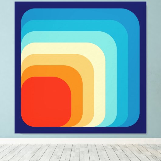 70s Square Rainbow Leinwanddruck (Insitu (Holzboden))