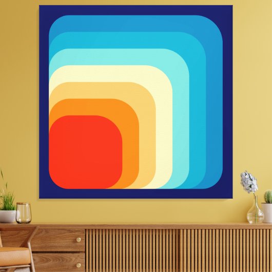 70s Square Rainbow Leinwanddruck (Insitu (Wohnzimmer))