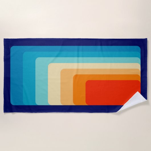 70s Square Rainbow Strandtuch (Vorderseite)