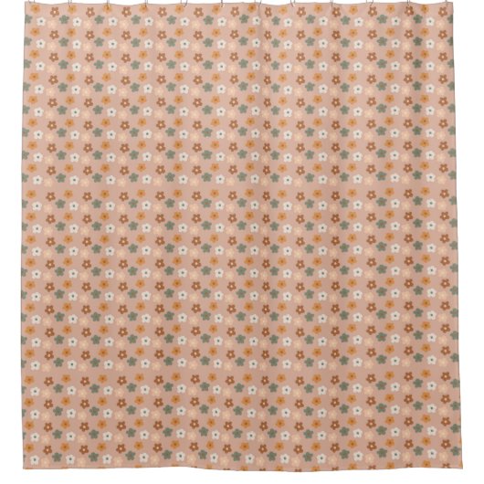 70s Style Curtain Groovy Pastel Flower Power Duschvorhang (Vorderseite)
