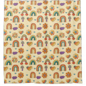 70s Style Curtain Groovy Pastel Rainbow Design Duschvorhang (Vorderseite)