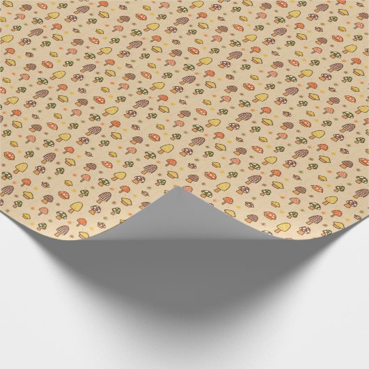 70s Style Retro Mushrooms Geschenkpapier (Ecke)