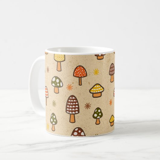 70s Style Retro Mushrooms Kaffeetasse (Vorderseite Links)