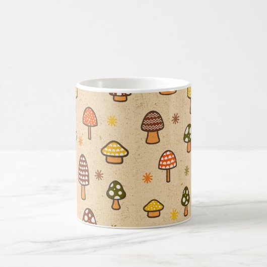 70s Style Retro Mushrooms Kaffeetasse (Mittel)