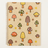 70s Style Retro Mushrooms Spiral Notebook Planer (Vorderseite)