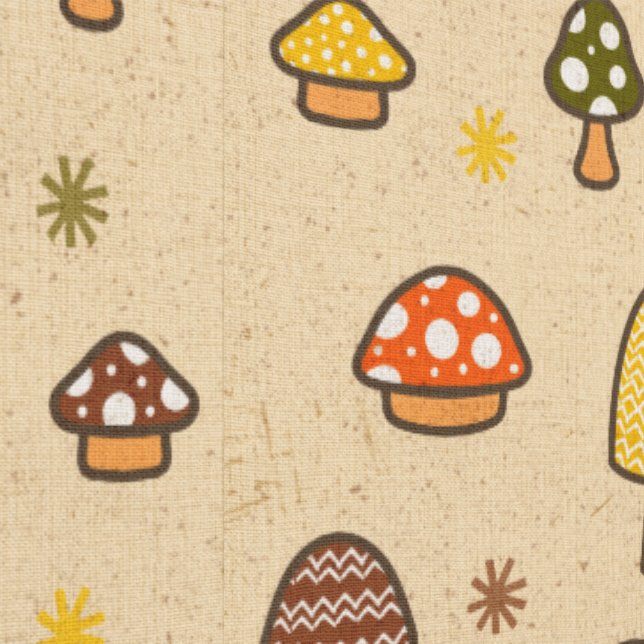 70s Style Retro Mushrooms Tapete (Naht)