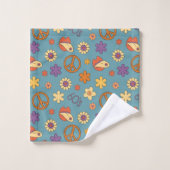 70s Style Towel Retro Boho Eclectic Bath Art Badhandtuch Set (Waschlappen)