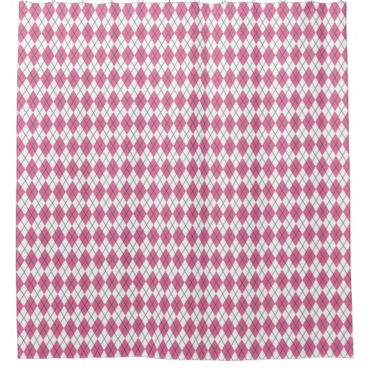 70s Tartan-Pattern Pinky Duschvorhang (Vorderseite)