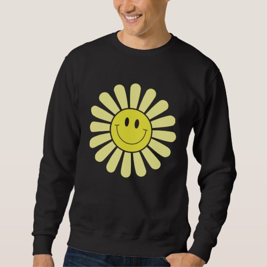 70s Yellow Smile Face Flower Happy Peace Smiling Sweatshirt (Vorderseite)