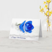 70th Anniversary Blue Rose and Pearls Karte (Gelbe Blume)