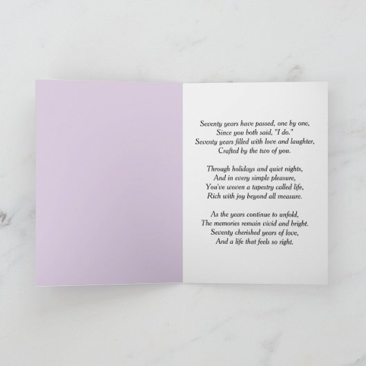 70th Anniversary Scroll Lilacs and Hydrangeas  Karte (Innenseite)