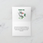 70th (Any Year) Birthday Golf Men's Monogram Name Dankeskarte (Innenseite)