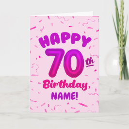 70th Balloon Number Custom Name Birthday Card Karte