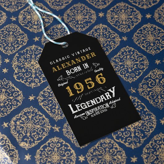 70th Birthday 1956 Add Name Legend Black Gold Geschenkanhänger