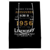 70th Birthday 1956 Add Name Legend Black Gold Mittlere Geschenktüte (Rückseite)