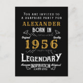 70th Birthday 1956 Black Gold Legend Invitation Postkarte (Vorderseite)
